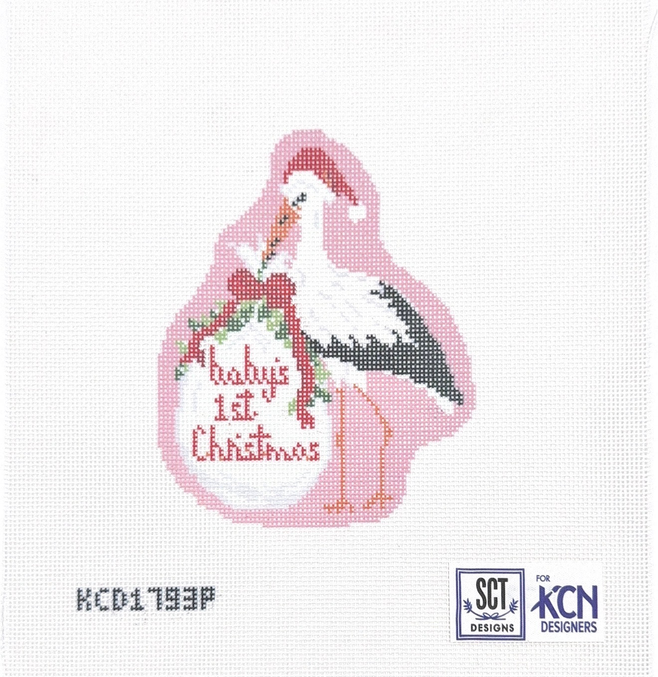 Baby's 1st Christmas Pink Stork