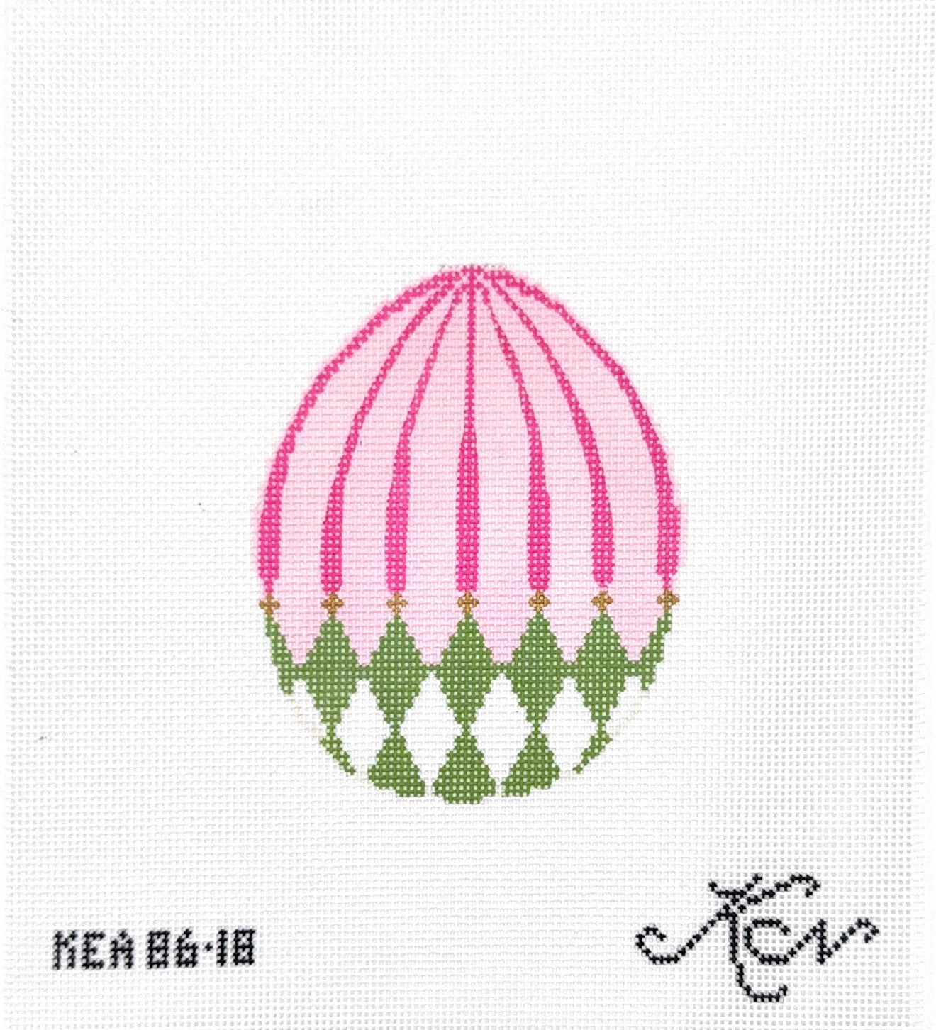 Green Harlequin Egg with Pink Stripes