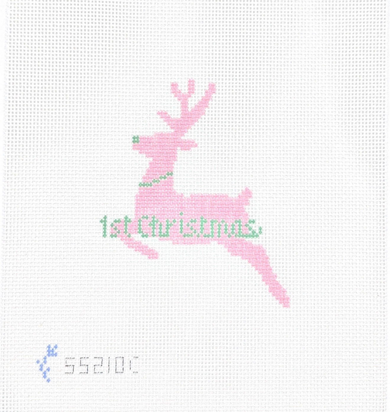1st Christmas Reindeer Pink with Stitch Guide