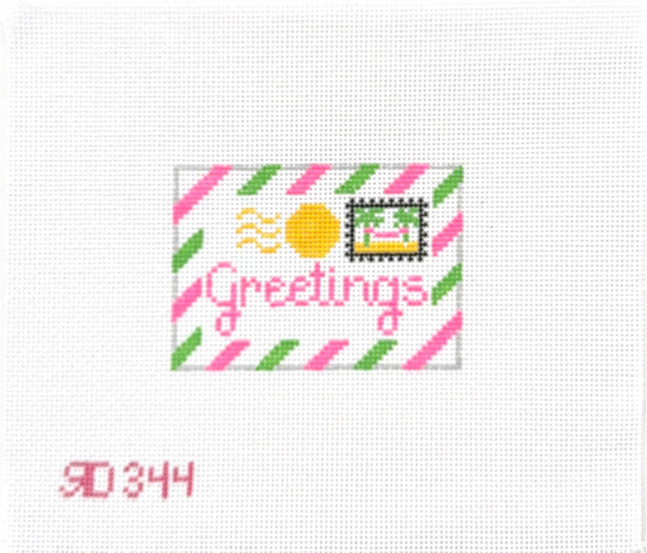 Pink Green Greetings Luggage Tag