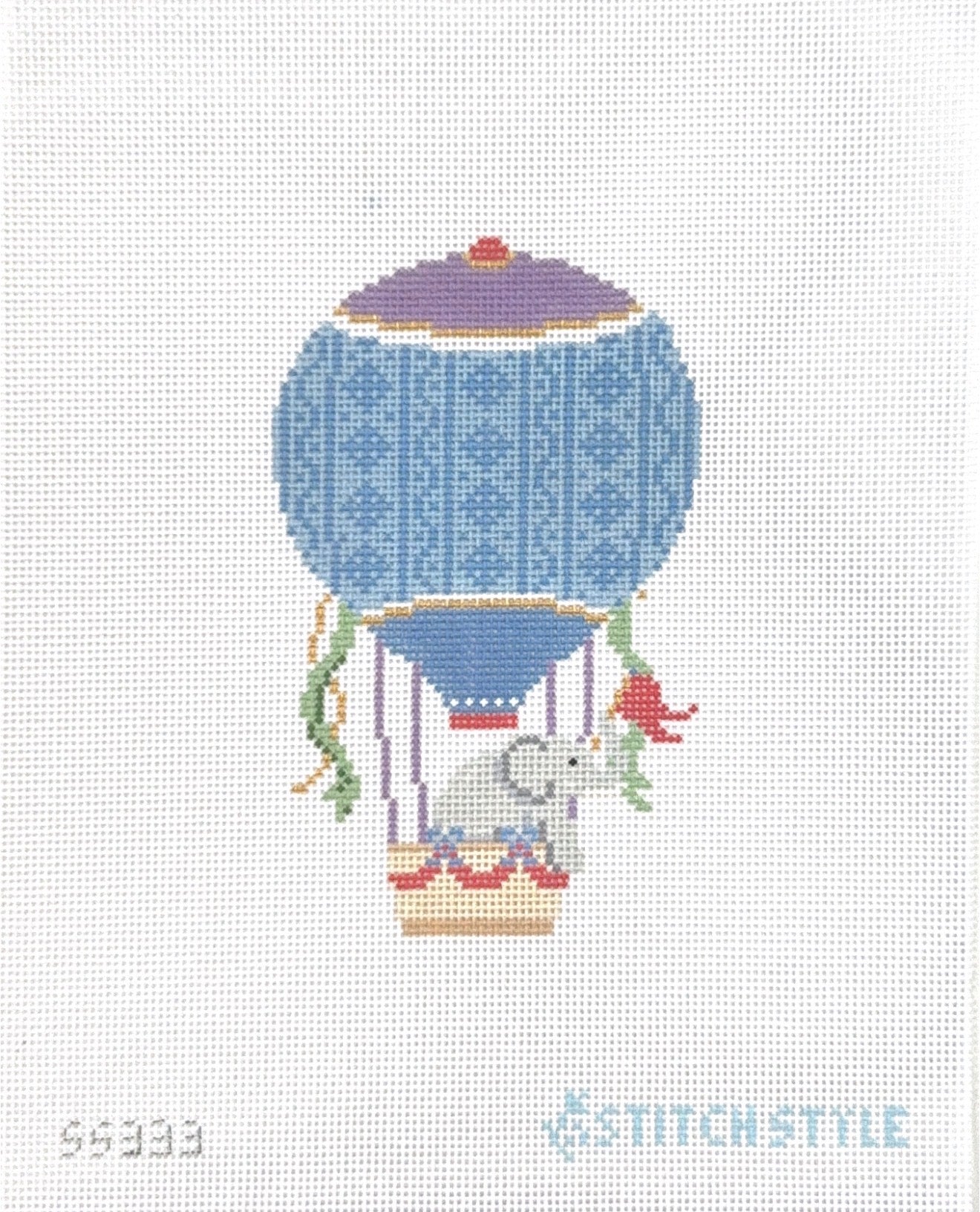 Blue and Purple Hot Air Balloon with Elephant