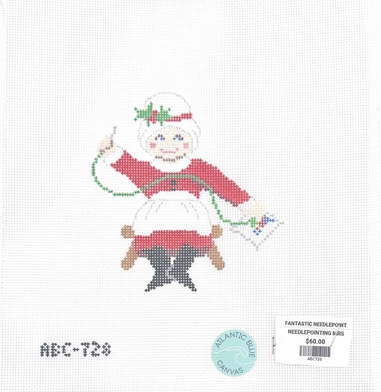 Needlepointing Mrs Claus