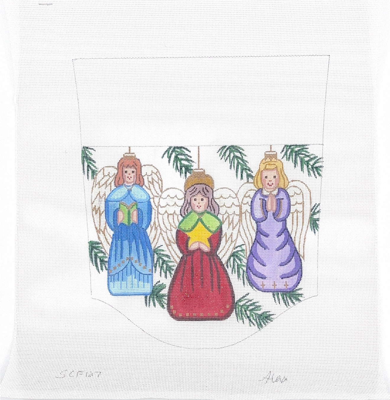 Alexa Stocking Cuff Angels with Threads and Stitch Guide