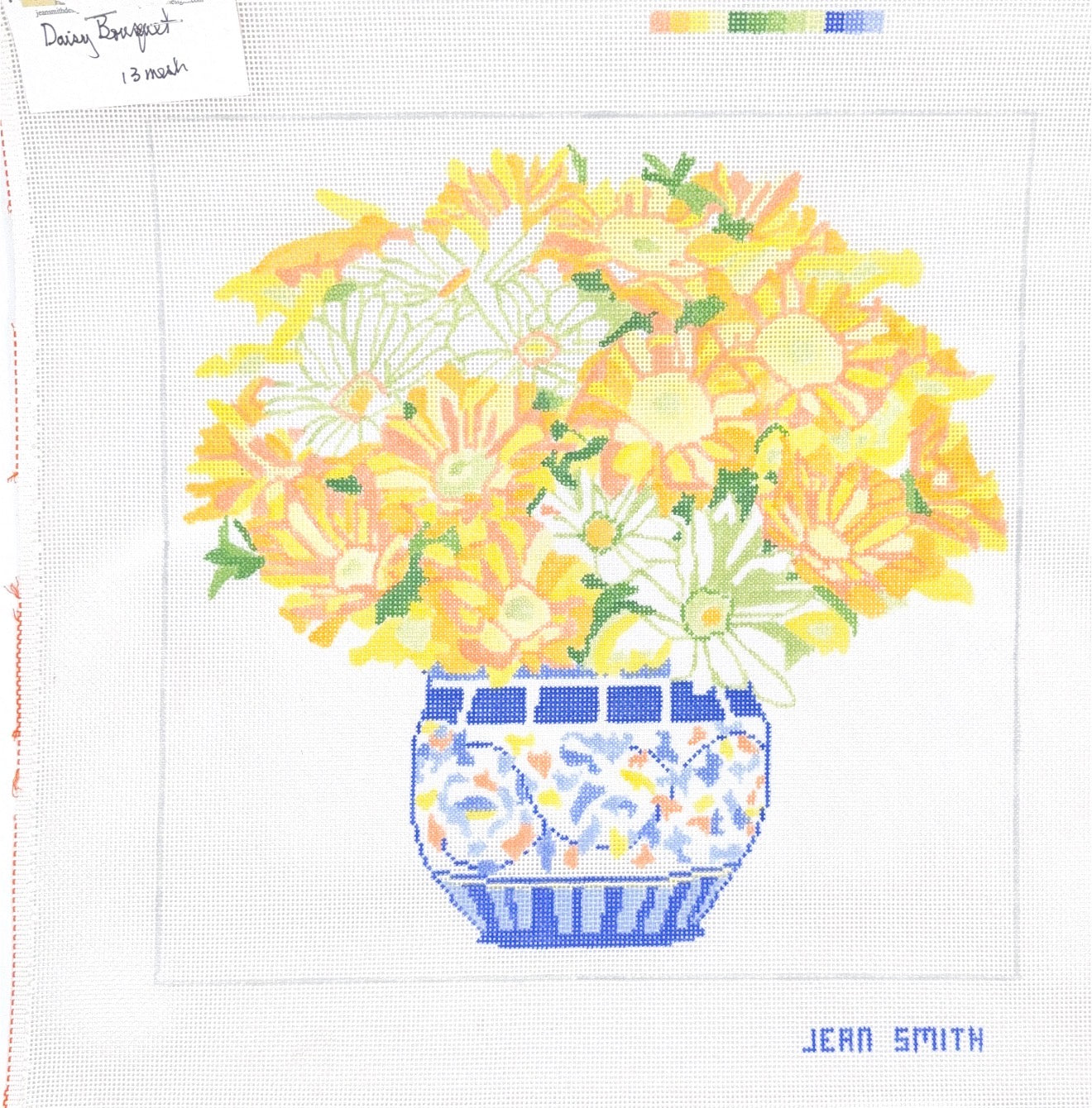 Large Daisy Bouquet in Blue Vase