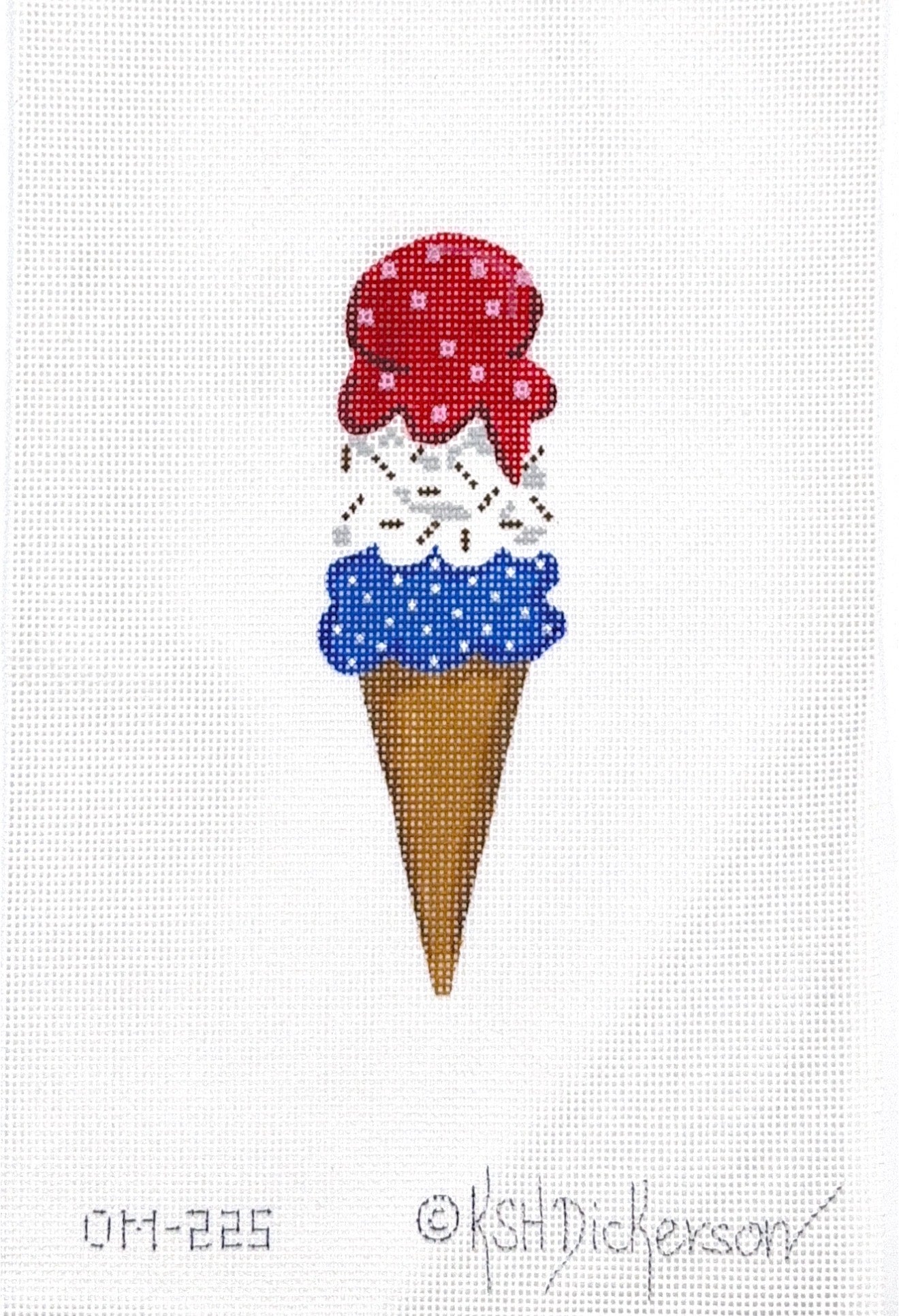 Patriotic Triple Scoop Ice Cream Cone