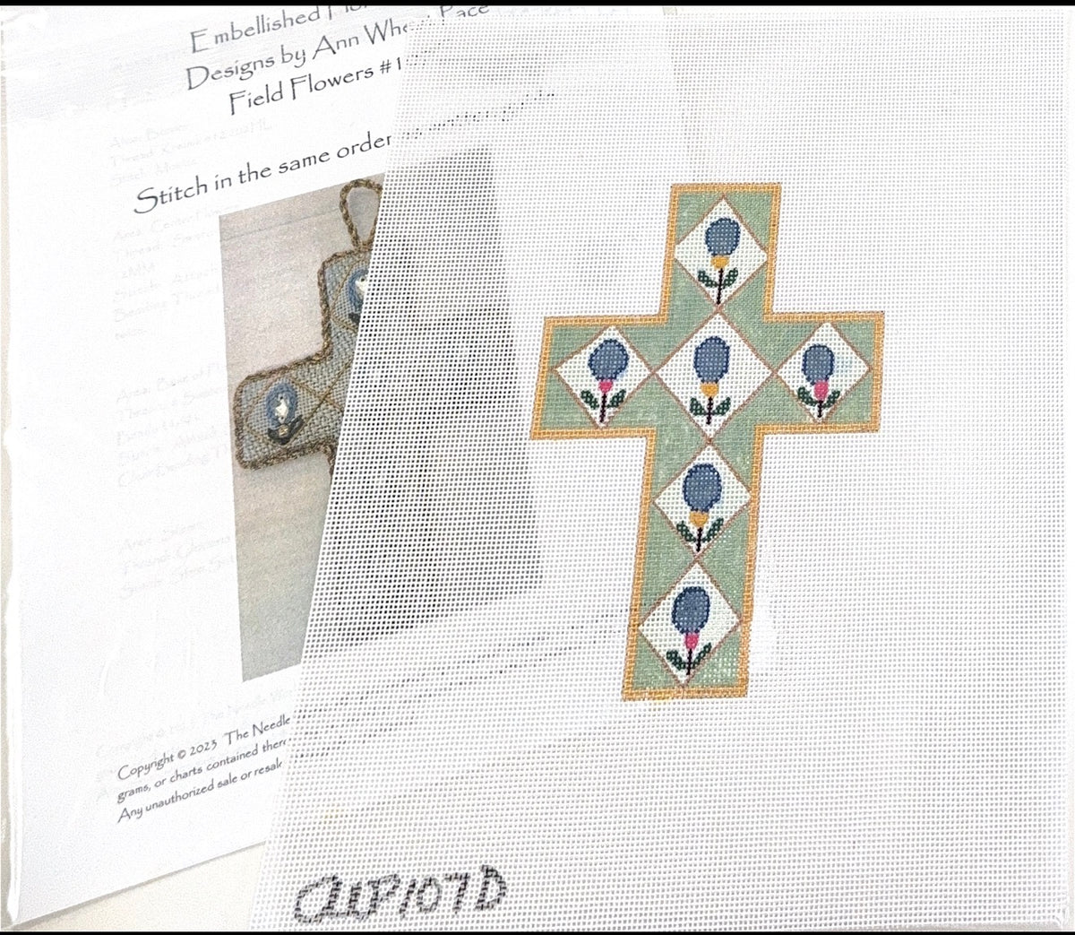 Azure Flora Medium Cross with Stitch Guide