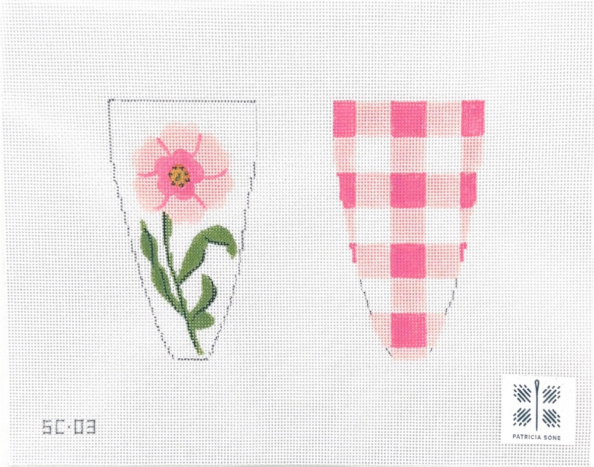 Pink Gingham Flower Scissor Case