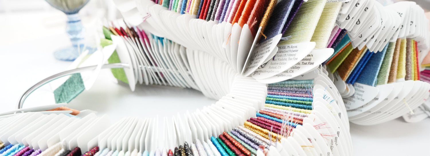 A variety of colorful high quality needlepoint threads
