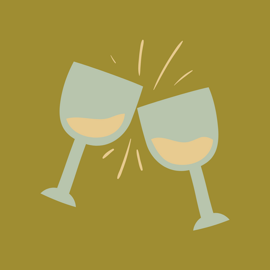 glasses clinking for Fantastic Needlepoint Sip and Stich events