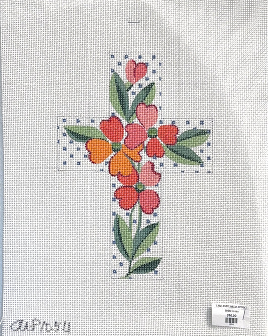 Orange Floral Cross