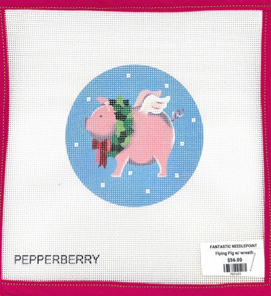Flying Pig with Wreath