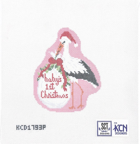 Baby's 1st Christmas Pink Stork
