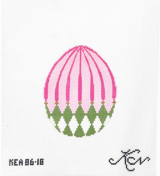 Green Harlequin Egg with Pink Stripes