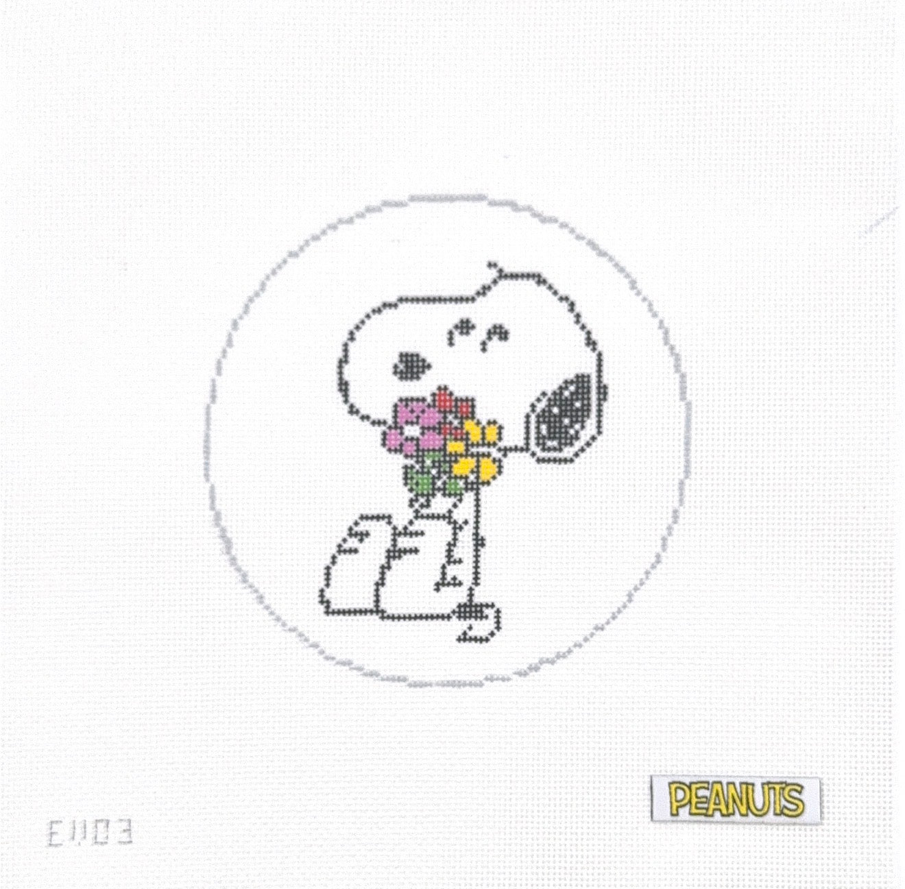 Snoopy Hugging Flowers