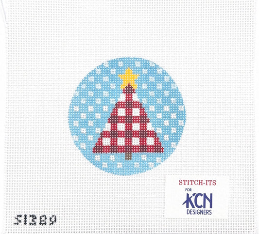 Red and Green Plaid Tree with dots