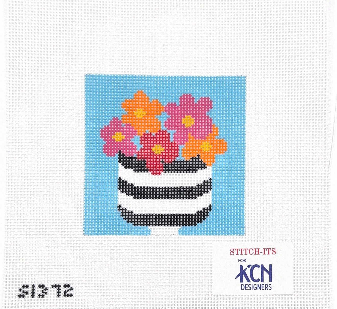 Flowers in Striped Pot