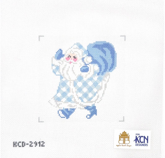 Blue Gingham Santa