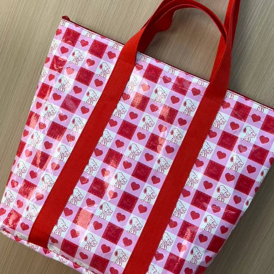 Large Woven Project Bag Valentines Snoopy