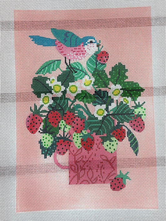 Bird with strawberries