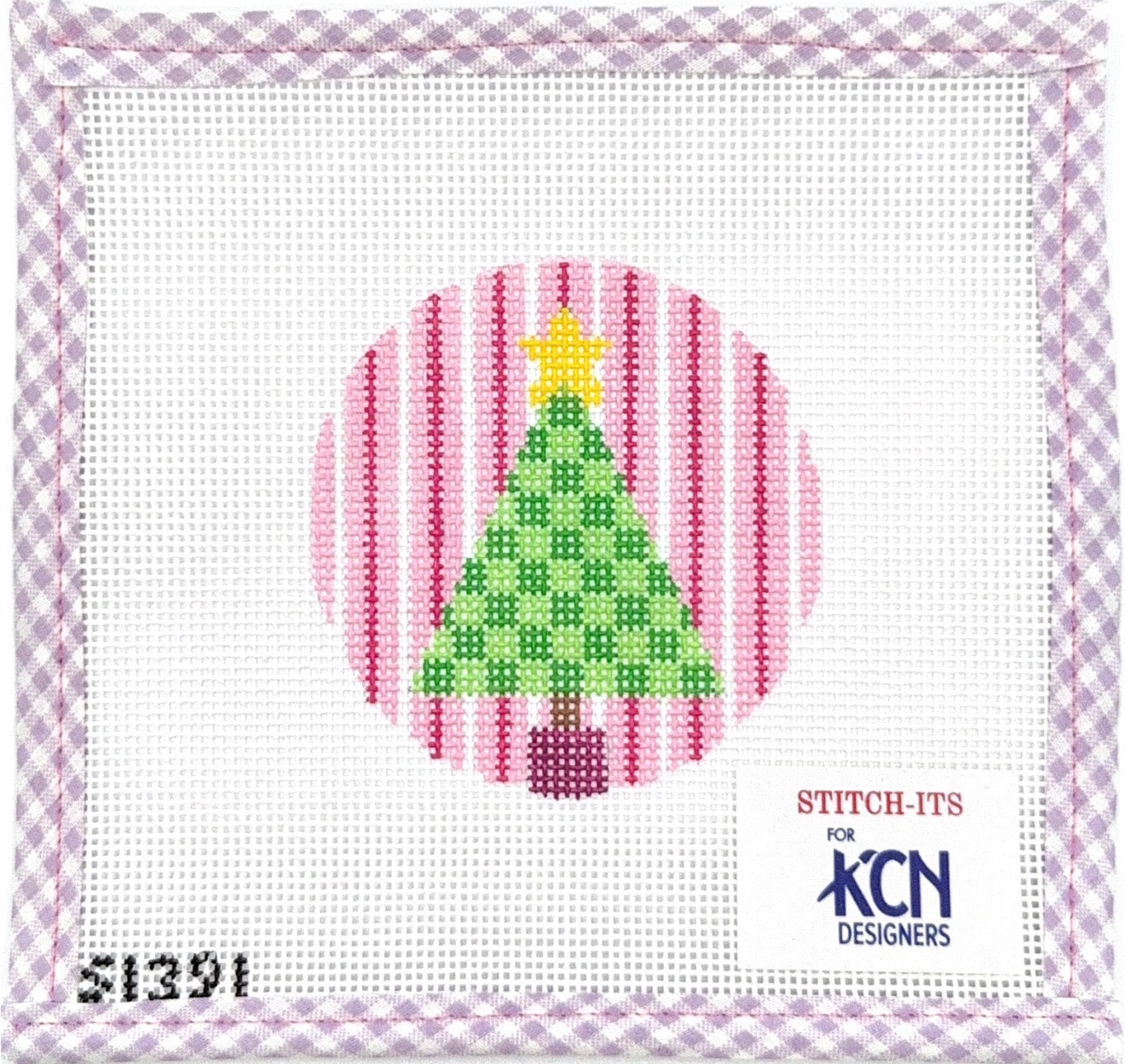 Green Check Tree on Stripes