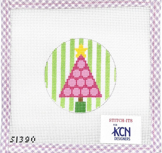 Pink Tree with Polka Dots on Stripes