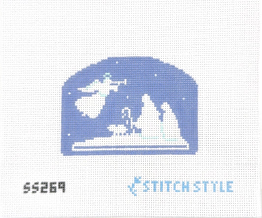 Blue and White Nativity Angel and Shepherd