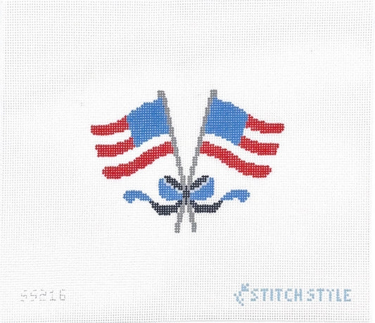 American Flags with Bow and Stitch Guide