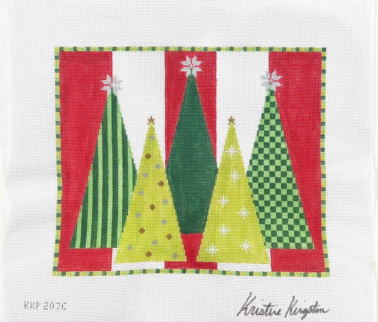 Christmas Trees on Red Stripe