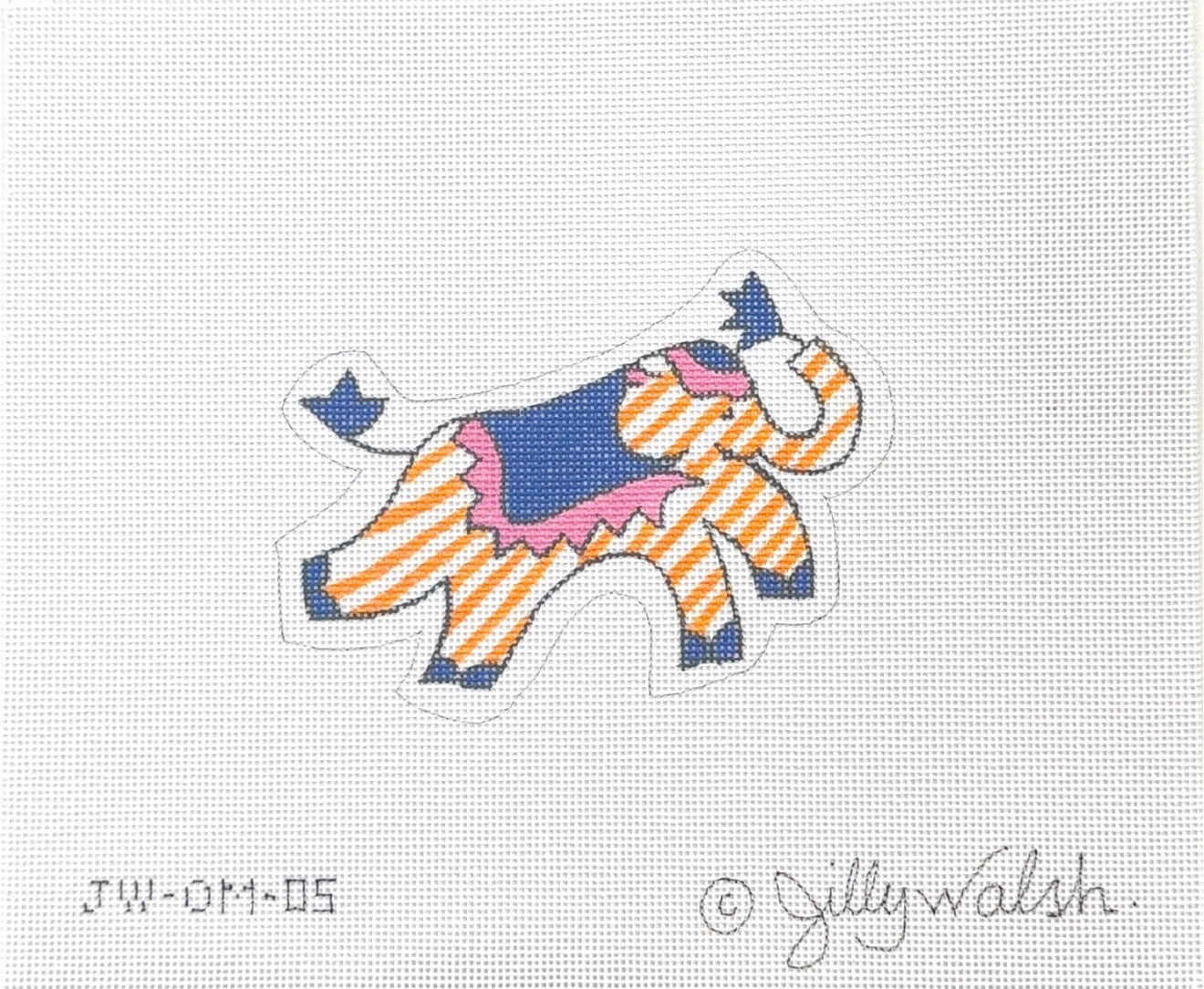 Elephant with Orange Stripes