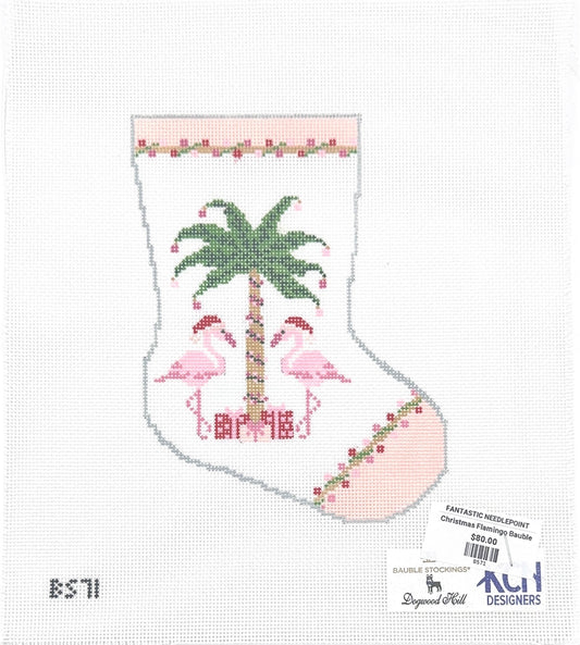 Christmas Flamingo Bauble Stocking