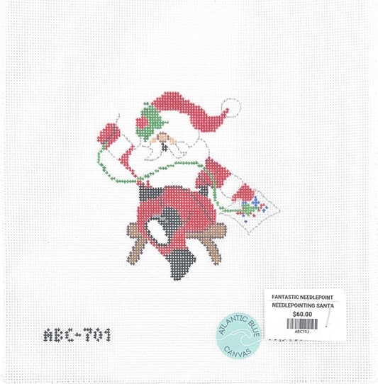 Needlepointing Santa