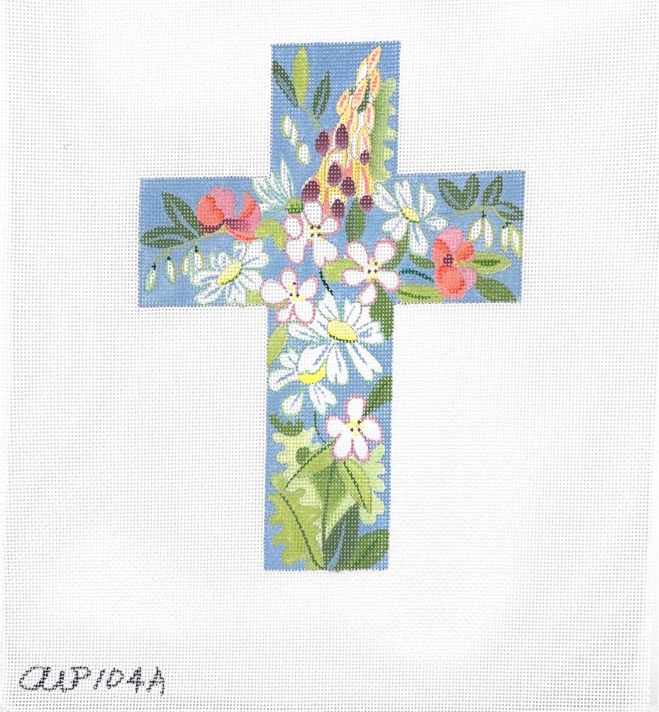 Large Blue Floral Cross 104A