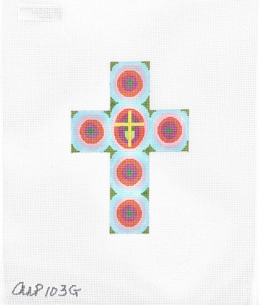 Medium Blue Green Circle Cross