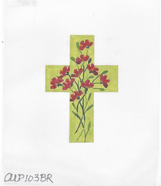 Medium Green Cross w Red Florals 103BR
