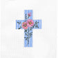 Medium Blue Striped Cross with Pink Florals 103bw