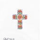 Mini Red Floral Blue Outline Cross 1024