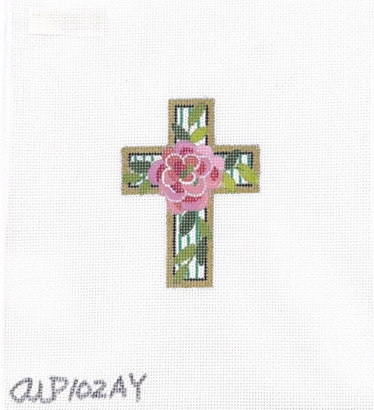 mini Pink Flower Cross 102AY
