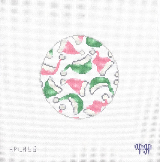 Santa Hats Pink/Green Round