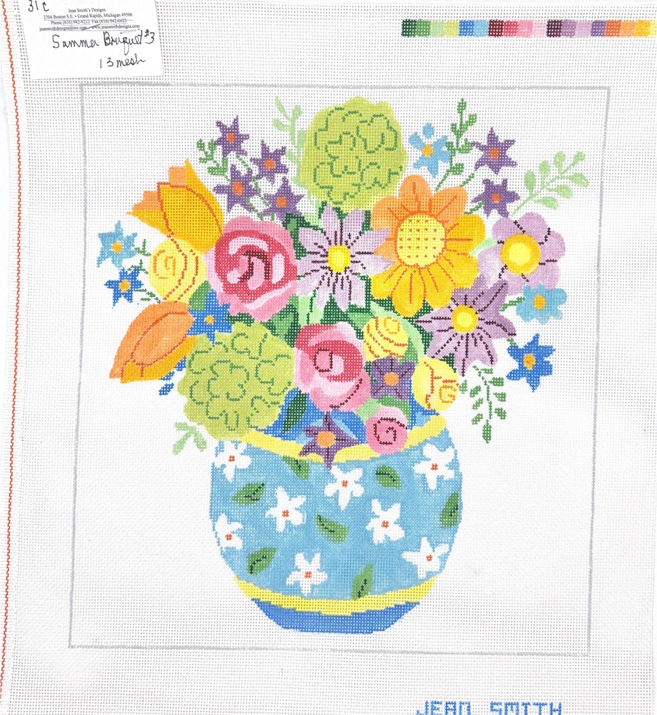 Large Samma Bouquet #3 blue vase