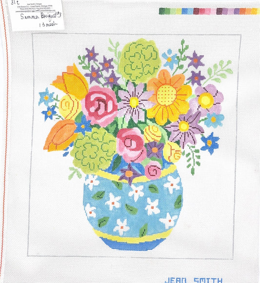 Large Samma Bouquet #3 blue vase