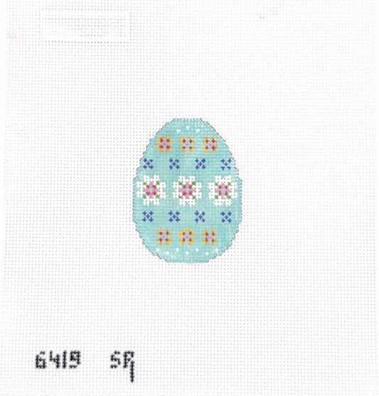 Mini Turquoise Floral Egg