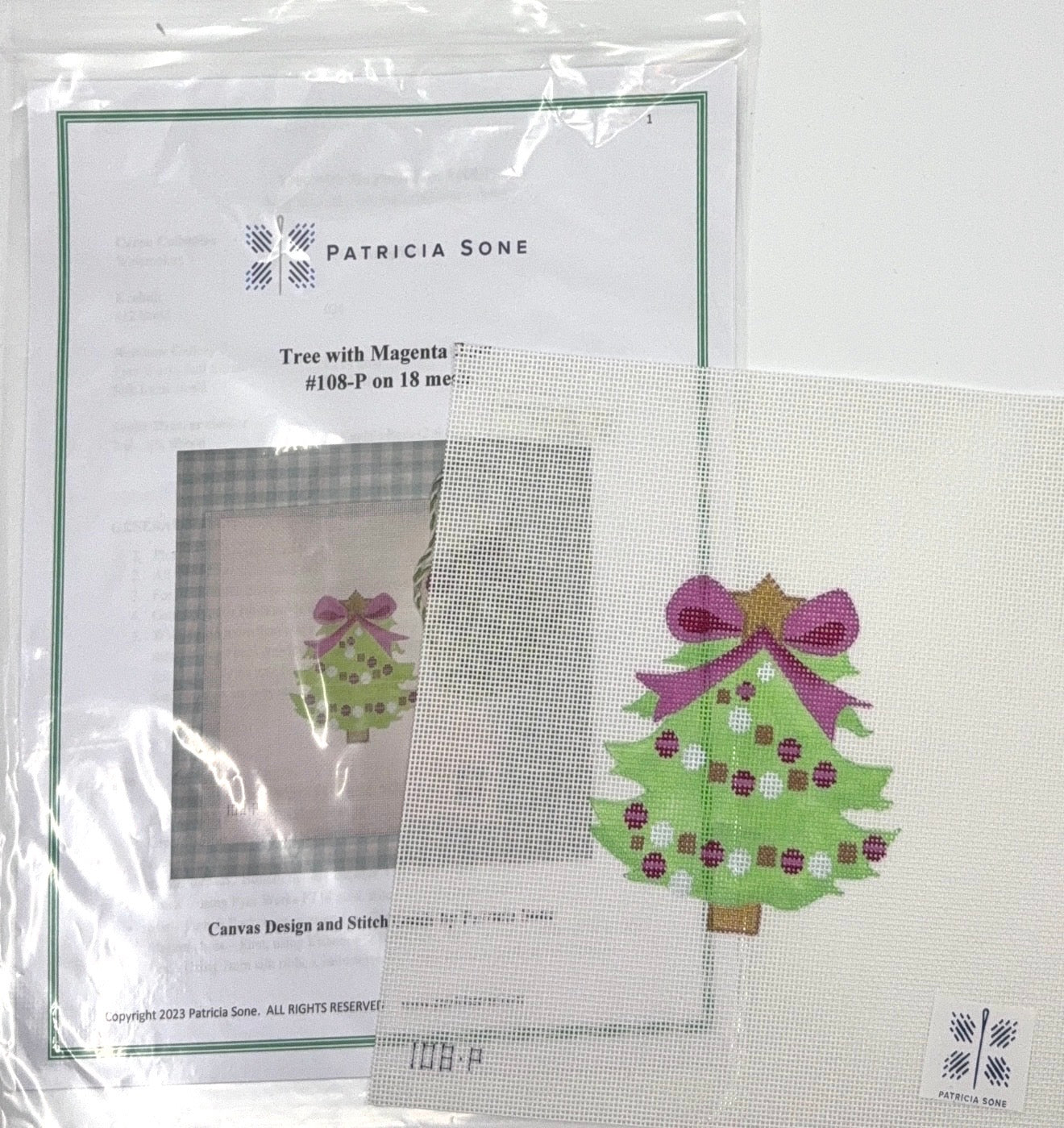Magenta Bow Tree with Stitch Guide