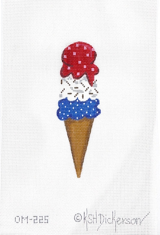 Patriotic Triple Scoop Ice Cream Cone