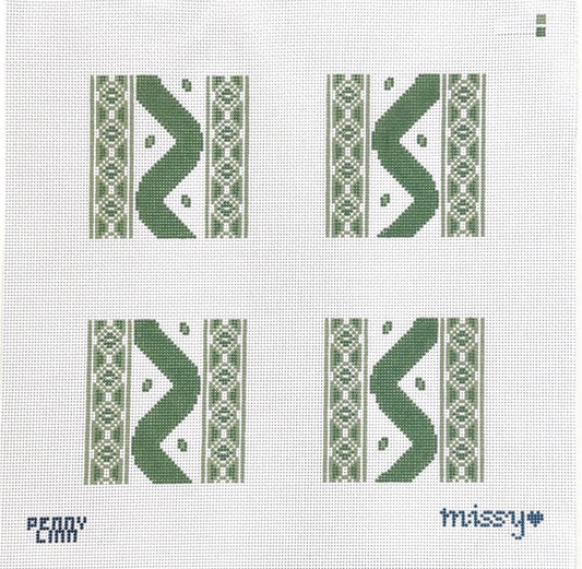 Green Ikat Coaster Set