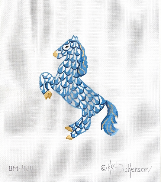 Blue Fishnet Leaping Horse