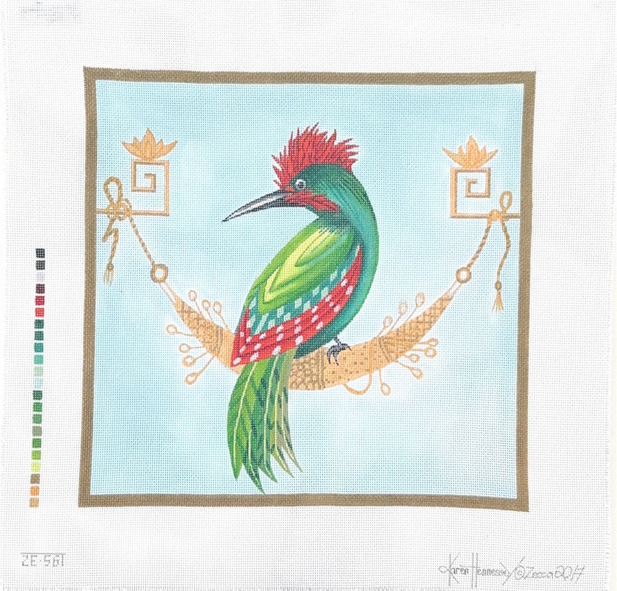Green Kingfisher on Gold